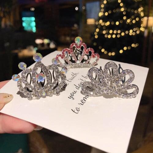 Mini Tiara Hair Clips Crystal Princess Crown Comb Party Costume Accessories For Girls Rhinestones Hair Combs Hairpin Ornaments
