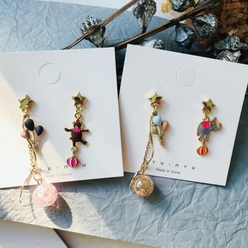 Korean Design Asymmetric Star Earrings For Women Bursting Beads Balloon Circus Clown Earring Cute Festival Jewelry