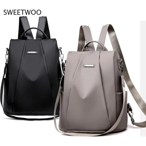 Womens Backpack Casual Nylon Solid Color School Bag Fashion Detachable Shoulder Strap Shoulder Bag