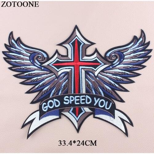 ZOTOONE Embroidered Cross Letter Patches Military Tactical Clothing Badges Iron On Large Punk Wings Patches For Clothes Jeans
