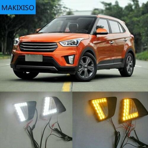 2PCS LED DRL fog lights for Hyundai IX25 Creta 2014 2015 2016 Headlight Daytime Running Light Fog Lightg Lamp Cover Car- styling