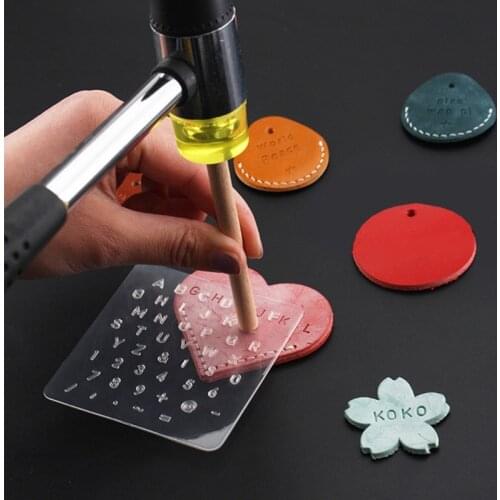 3Pcs DIY English Letter Leather StampTemplate Letter Number Leathercarft Stamping Tools Alphabet Stamps Handle Punch Kit