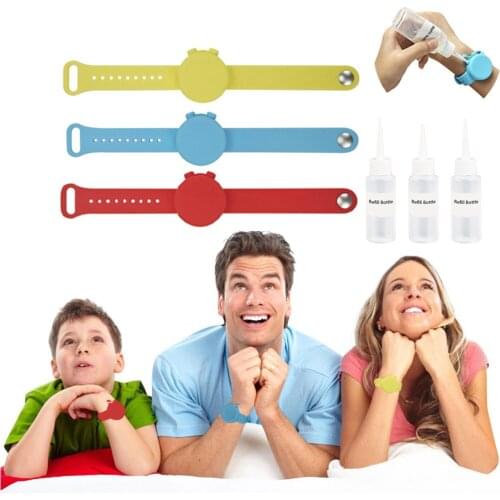 3PCS Adult Kids Portable Wristband Hand Sanitizer Dispenser Silicone Bracelet Disinfectant Handwash Gel Dispenser Wristband FN50