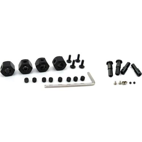 4PCS 5mm to 12mm Metal Combiner Wheel Hub Hex Adapter for WPL D12 C14 & 1set 5mm Front Wheel Hub Hex Adapter Combiner