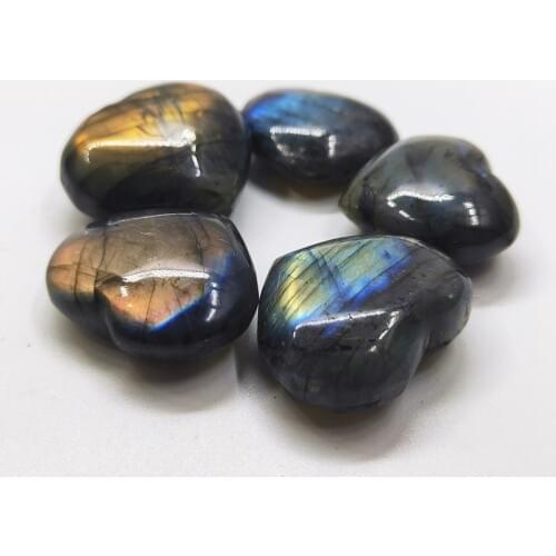 5pcs Crystal Heart Natural labradorite quartz Hearts Chakra Reiki Balancing Gemstone heart Healing