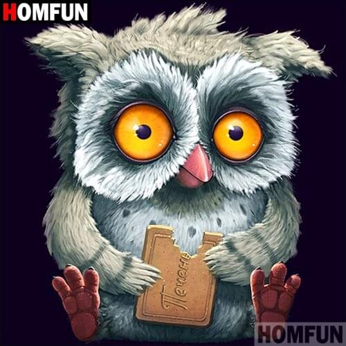 HOMFUN 5D DIY Diamond Painting Full Square/Round Drill "Cartoon owl" 3D Embroidery Cross Stitch gift Home Decor A02020