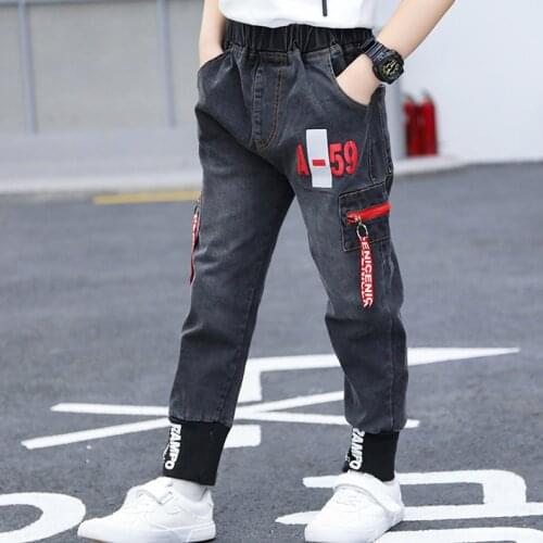 Big Boy Child Cargo Pants Denim Cowboy Street Spring Autumn Childrens Pants For Teeage Pockets Trousers 9 11 13 Years Old