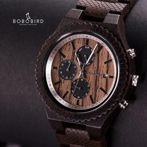 BOBO BIRD Date Display Wood Watch Special Pattern Watch Wood Strap Design Ultra-High Precision Timepieces Valentines Day