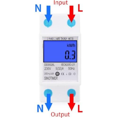 DDS528L Digital Energy Meter Single Phase 110/230V 50Hz Din Rain Mounting KWH Electric Instruments