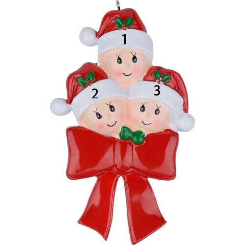 Baby Bow Family Of 3 Resin Christmas Tree Ornaments Personalized Gifts Write Own Name For Holiday Home Party Decoration