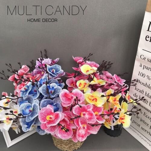 1 Bouquet 5 Branches（12 Heads）45cm Plastic Butterfly Orchid for Home Decor Wedding Decorative Plants Artificial Flowers