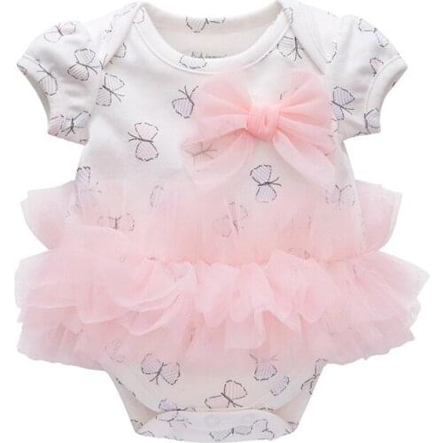 Vlinder Baby Girl Clothes Toddler Girl Rompers Summer Bodysuits Cute flower short sleeve triangle jumpsuits 6M~24M