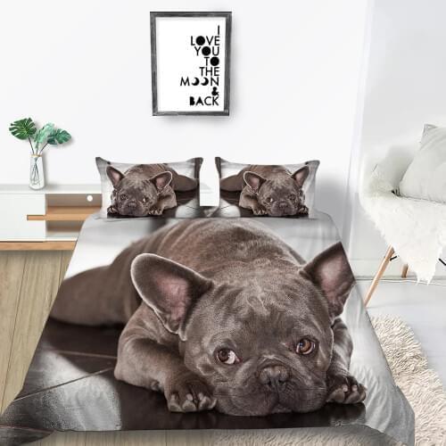 Bulldog Bedding Set Pet Fashionable Lifelike Cute Soft Duvet Cover King Queen Twin Full Single Double Unique Design Bed Set