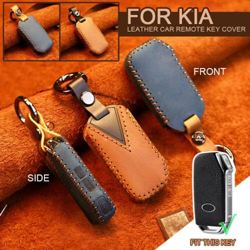 Leather Car Remote Smart Key Cover Case For Kia Sportage Ceed Sorento Cerato Forte 2017 2018 2019 3 buttons key holder