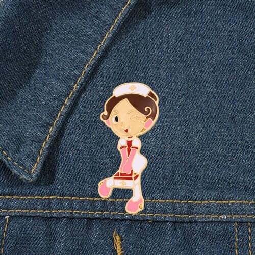 Nifty Nurse Brooches Women Alloy Hospital Doctor Casual Medical Brooch Pins Nurse Carrying a Medical Kit Gifts for Girls