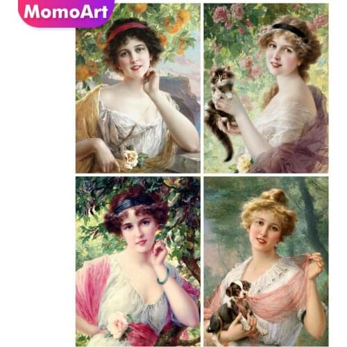 MomoArt 5D DIY Diamond Painting Girl Craft Kit Diamond Embroidery Portrait Cross Stitch Flower Home Decor Gift