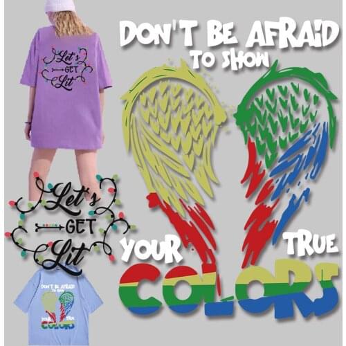 Wing Letter Stickers Heat Transfer PVC Patch Garment Accessories Stickers on Clothes Iron-on Transfers