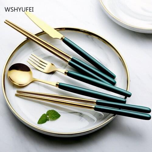 Nordic Stainless Steel Hotel Western Food Steak Cutlery Chopsticks Set Family Party Gift Tableware Camping Travel Kitchen Tool
