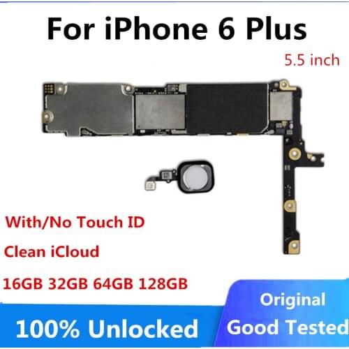 Original unlock For iphone 6 plus Motherboard With /without Touch ID unlocked Main Logic Board Free iCloud Full Chips IOS Update