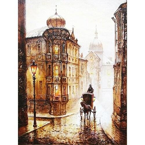 Landscape Street Building Scenery Cross-Stitch Embroidery Kit Needlework Handmade Handicraft Knitting Sales Different Home Decor