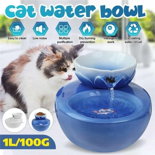 USB Electric Ceramic Drinking Fountain For Cats Dogs Drinker Bowl Automatic Cat Water Fountain Dispenser Pet Products Food Bowl