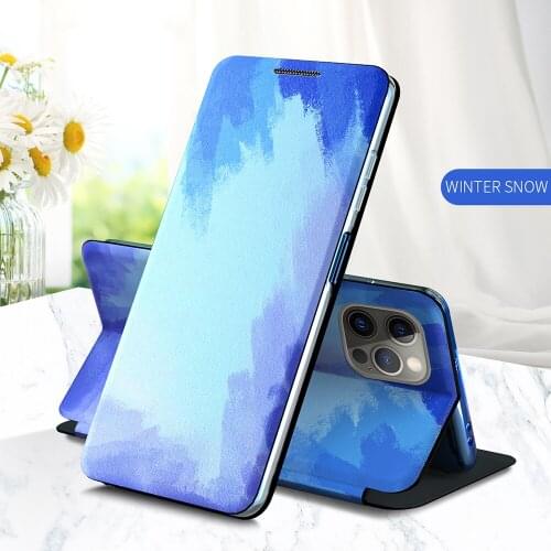 Luxury Colorful PU Leather Phone Case for iPhone 12 Pro Max 11 XS XR X 8 Plus Magnetic Gradient Color Stand Holder Flip Cover