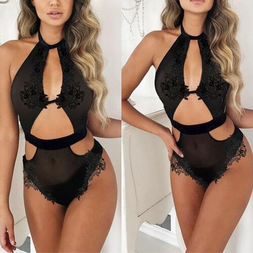 Sexy Transparent Crotchless Bodysuit Lingerie Babydoll Nightwear Women Ladies Crotchless Bodysuit Lingerie Erotic Skirt