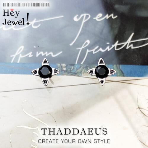 Deep Black Star Stud Earrings,Europe Fashion Jewerly For Women,2020 Summer Vintage Everyday Looks Gift In 925 Sterling Silver