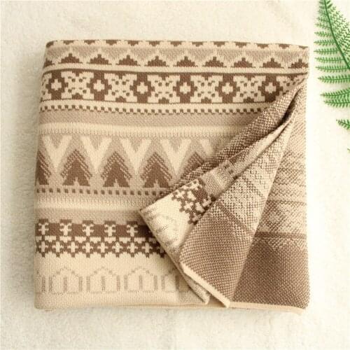 90X110cm Knitted Super Soft Boho Style Newborn Baby Blanket,Khaki Stripes Crib Blanket, Toddler Blanket, Baby Stroller Cover