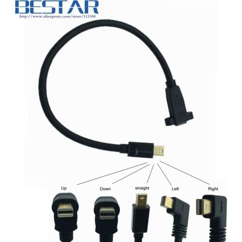 Thunderbolt 2 Mini DisplayPort Male To Female 90 Degree Up & Down & Left & Right Angled with Screw hole Panel Mount Mini DP