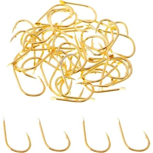 High Carbon Steel Golden Fishing Hooks Set Jig Bait Sharp Barbs Rust Resistance Fish Hook for Saltwater/Freshwater Fish