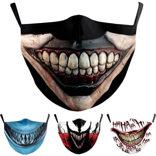 Halloween Funny Cospaly Horror Joker Mouth Masks Womens men Unisex Face-Protection Cycling Spots Breathable Adult Party Mask