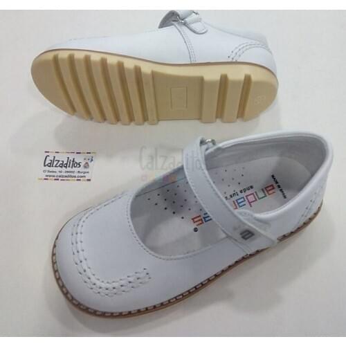 Girl shoes white leather, of Andanines