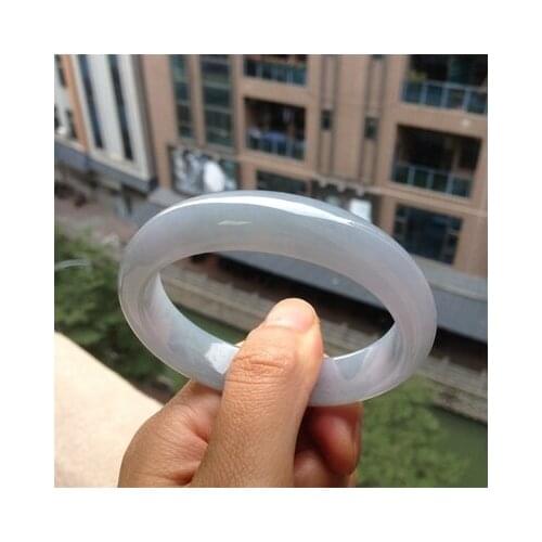 Zheru Jewelry Natural Burmese Jadeite Light Purple 54-64mm Bracelet Elegant Princess Jewelry Best Gift for Mother and Girlfriend