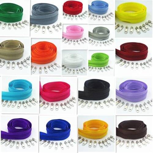 10 Meters 20 zipper pullers long 3 # 20 colors coil zipper for DIY sewing clothing accessories