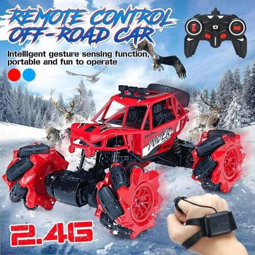 2.4GHz 4WD RC Car Radio Gesture Induction Music Light Stunt Twist Remote Control Car Off-Road Vehicle RC Gift for kids