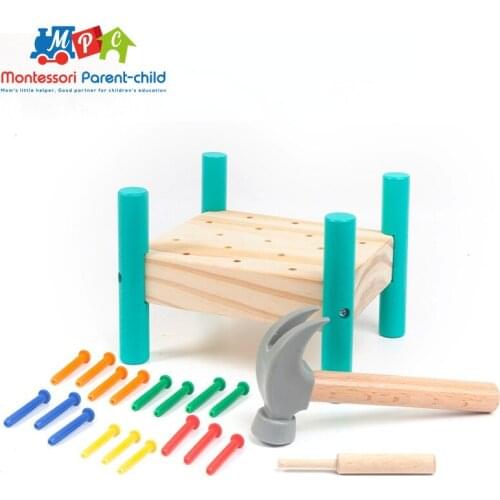 2021 Baby Wooden Knock Toy Kids Hand Hammering Nails Box Kids Early Learning Educational Toys Montessor Birthday Gift