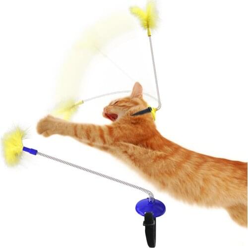 2021 New Hot Sale Cat Toy Foot Funny Cat Stick Spring Funny Cat Stick Feather Cat Interactive Toy Pet Plush Toy Supplies