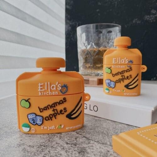 3D Creative Fruit Puree Case for AirPods 1 2 Protective Cover for AirPods Pro Wireless Bluetooth Headset Silicone Soft Shell Ins