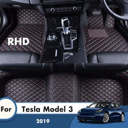 RHD Car Floor Mats For Tesla Model 3 2019 Carpets Auto Styling Interiors Accessories Car Protect Custom Waterproof Decor Rugs