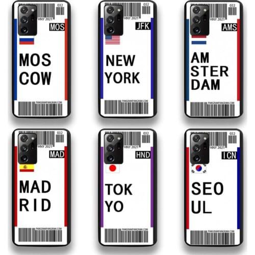 World Country Label Air Tickets Phone Case For Samsung Galaxy Note20 ultra 7 8 9 10 Plus lite M51 M21 M31 J8 2018 Prime