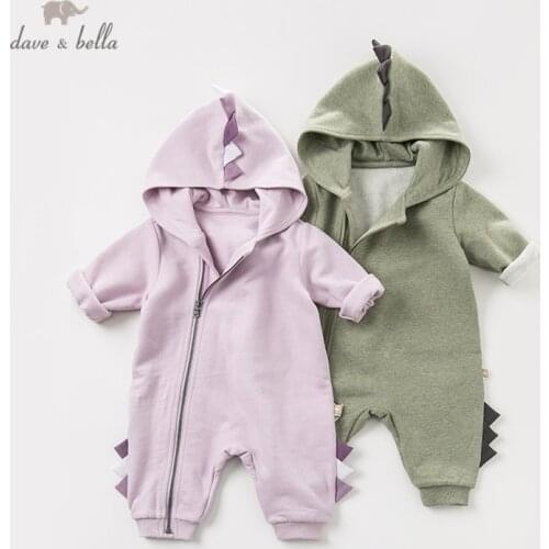 DB11860 dave bella autumn unisex baby long sleeve romper infant toddler jumpsuit children boutique new born romper 1 piece