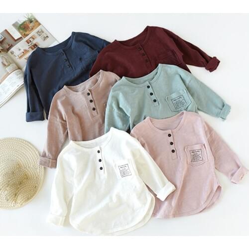Children T shirt 2019 New Soft Bamboo Cotton Boys T shirt Loose Casual Long Sleeve Girls Tops Tee RT524