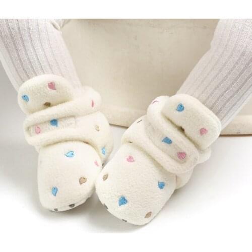 Baby Winter Warm First Walkers Baby Shoes Cute Love Infant Baby Boys Girls Shoe Soft Sole Indoor Shoes For 0-18M