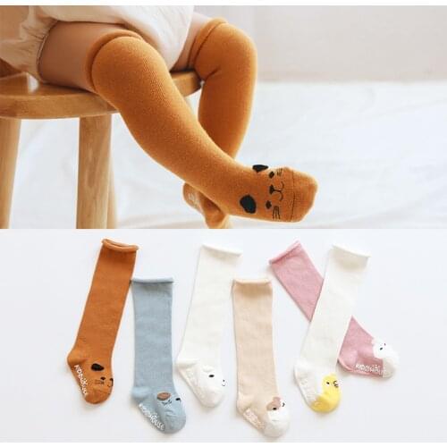 Kids Long Animal Socks Cotton Autumn Crimping Cartoon Over the Knee Socks Newborn Girls Boys Spring Non-slip Socks for Children