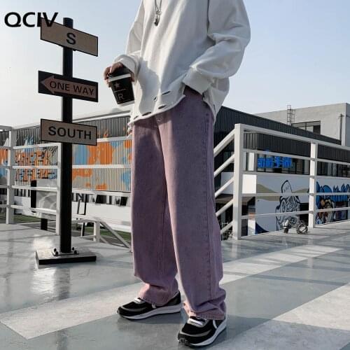 Jeans Men Spring New Fashion Korean Straight Loose Jean Pants Mens Vintage Black Blue Casual Streetwear Trousers 2XL-S