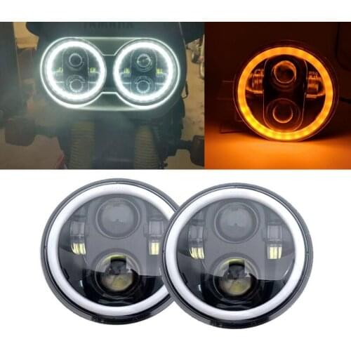 2PCS 5-3/4" 5.75Inch Motorcycle LED Projector Full Halo Headlight DRL 50W Motorbike Headlight for Sportster 883 1200 XL FXCW