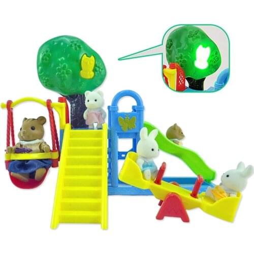 Girls Play Role Toys Dollhouse Furniture Seesaw Swing Climb Forest Family Playground Baby Pretend Play Set Rabbit Doll Gifts