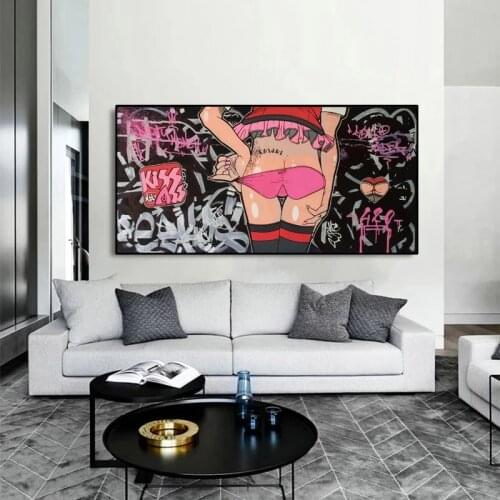 Street Graffiti Moden Canvas Painting Abstract Prints Sexy Buttocks Poster Pictures Wall Art Living Room Bedroom Home Decoration