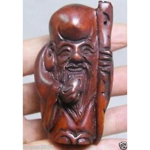 Collectibles Boxwood Hand Carving Elder Netsuke